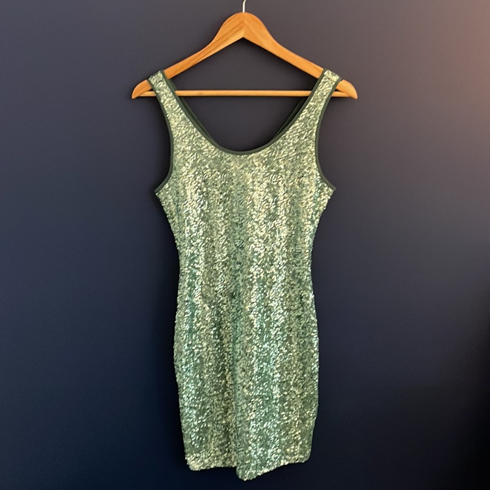Green sequin mini dress (S)